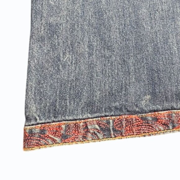 RMC Red Monkey Mens Jean Shorts 38 Denim Button Fly Embroidered Pocket & Hem Y2K - Picture 7 of 16